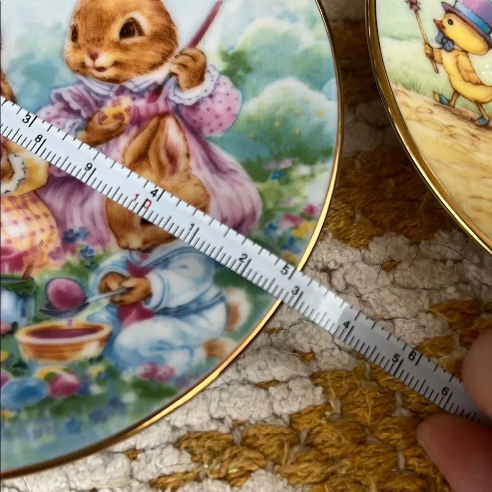 Avon Easter Collectible Plates Set 1991 1992 1993 Bunny Porcelain 22K Gold Trim